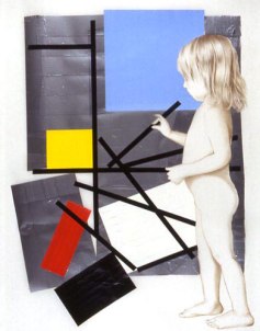 Child dismantles Mondrian — Gravid series. 2003. Mixed media on mylar. 24" x 36"